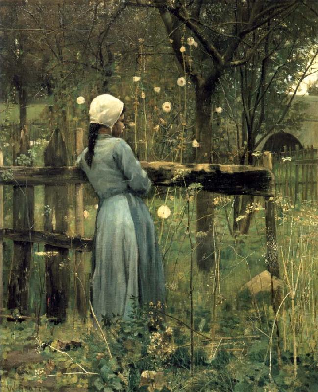 William Stott of Oldham A Girl in a  Meadow Norge oil painting art